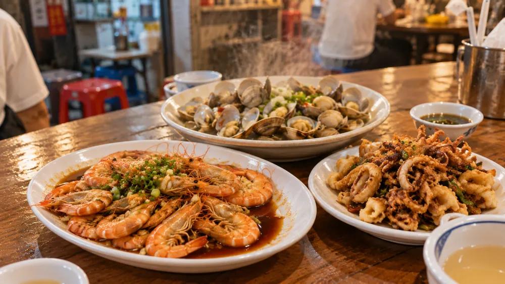 廈門八市海鮮代客料理，現買現煮的醬油水海鮮與加工店餐桌